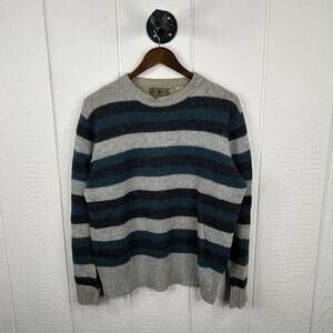 Vintage 90's Robert Stock Striped 100% Wool Sweater Large